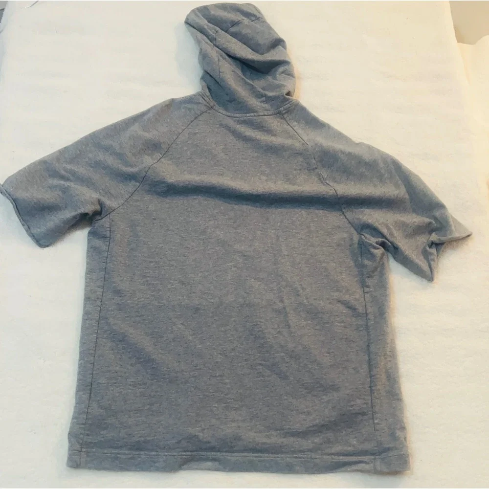 Jordan Mens Derek Jeter RE2PECT Short Sleeve Hoodie Grey Pullover L Large